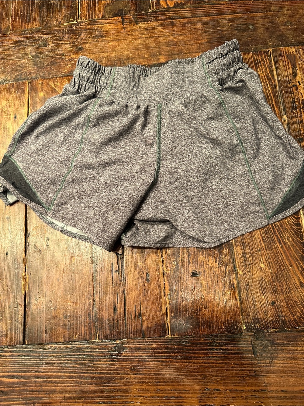 lululemon athletica Gray Athletic Short with Green Stitch Accents-Size 2